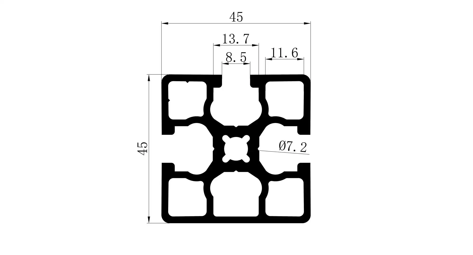 4545 aluminum extrusion profile