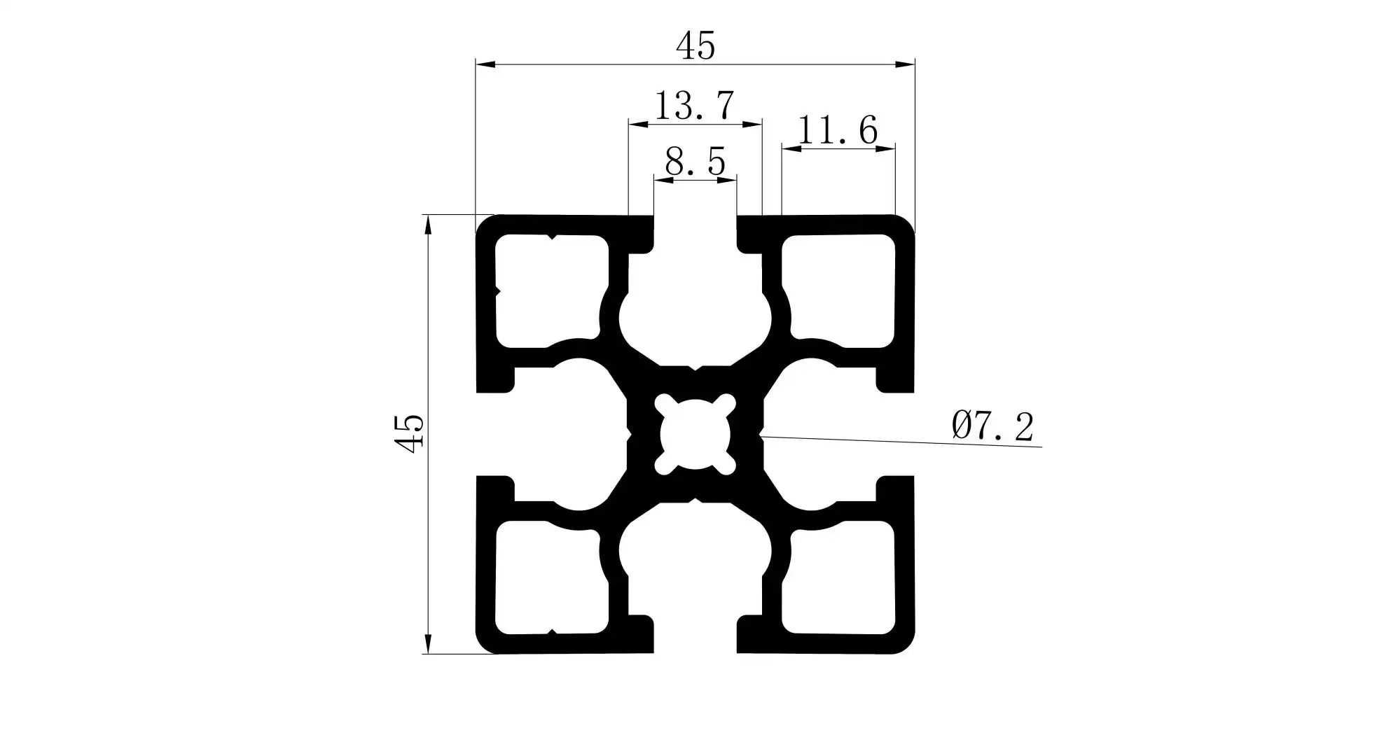 4545 aluminum extrusion profile